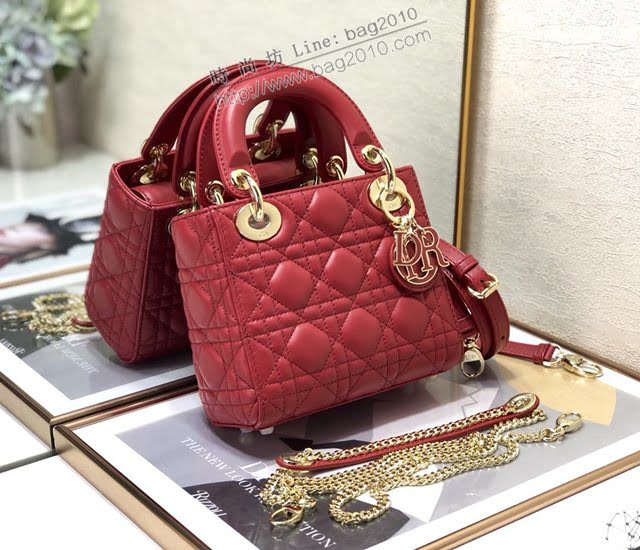 Dior女包 迪奧Lady Dior Mini琺瑯扣戴妃包 Dior手提肩背斜挎包  dfk1753